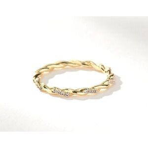 NEW 14k Gold Plated Sterling Simulated Diamond Eternity Band‎ Ring, Size 7.5